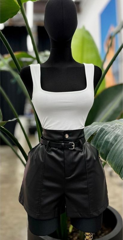 Leather belted shorties