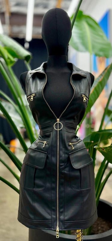Moto leather dress