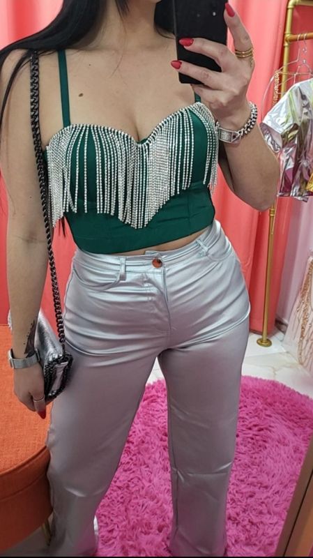Rainstone Strings Bustier /Green