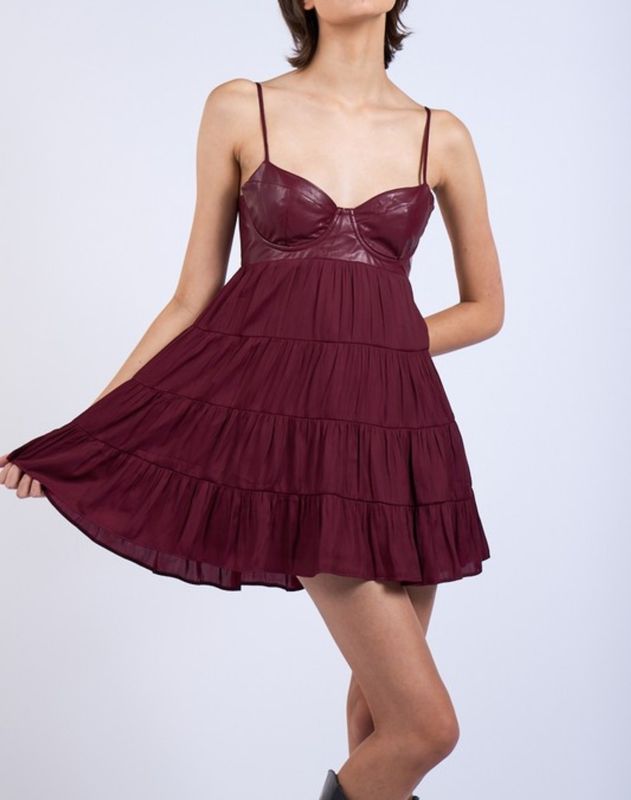 Leather bralette plated dress