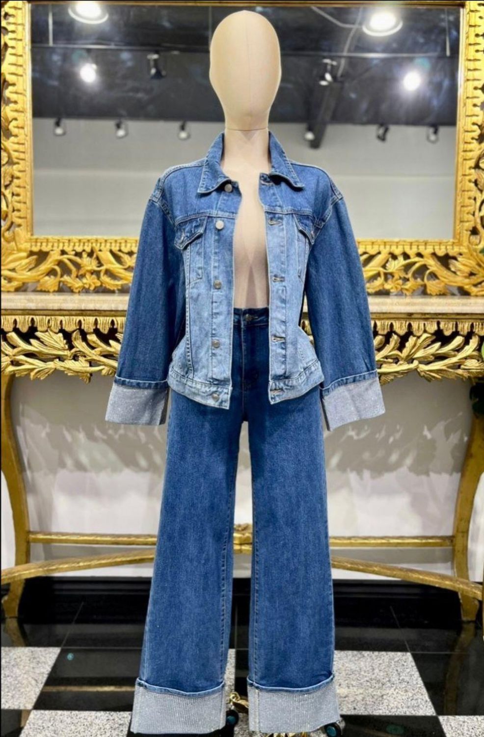 Extra Vaganza Rainstone Jean Jacket Set