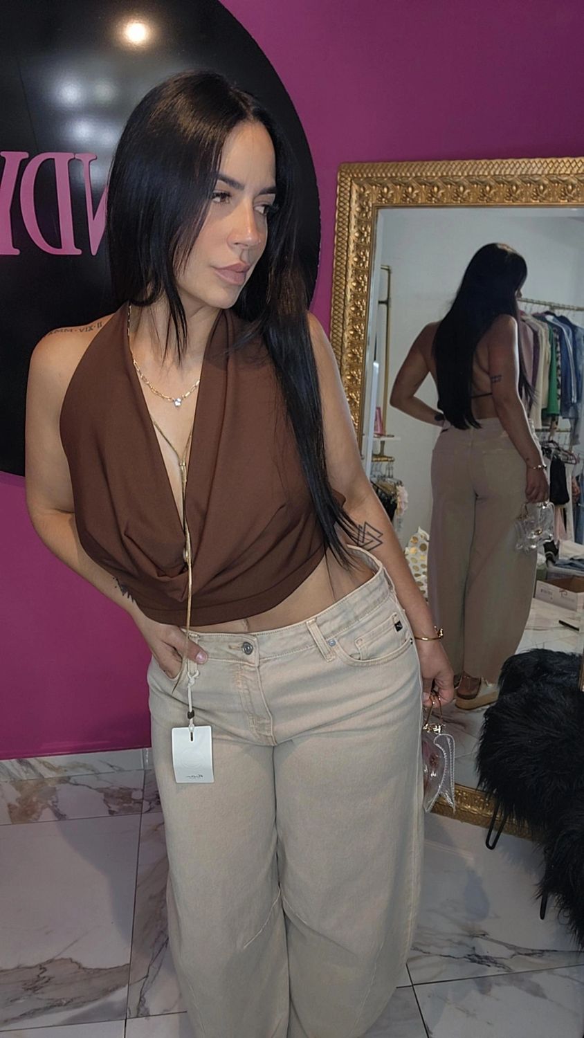 Halter open back top