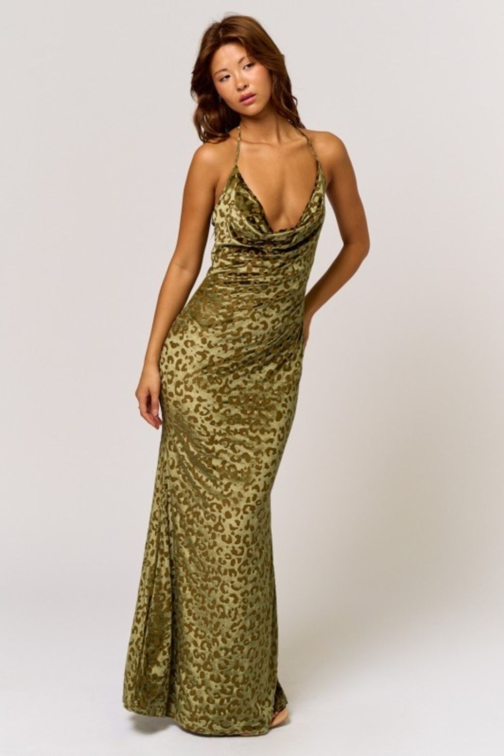 Leopard exquisite satin dress