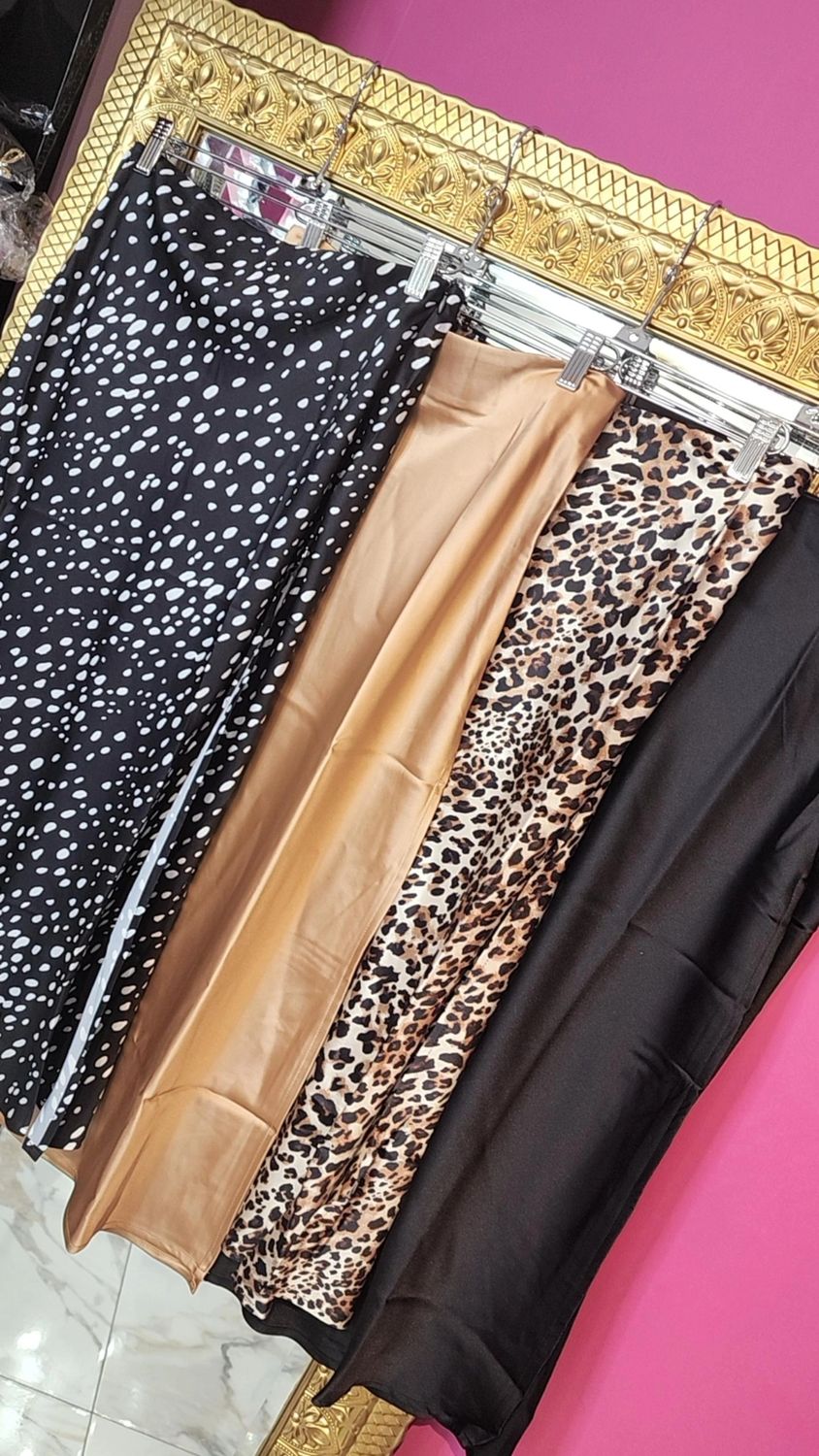 Midi Satin Skirts - open cutted Midi Satin Skirts - open cutted