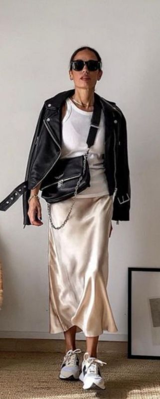 Midi Satin Skirts - open cutted