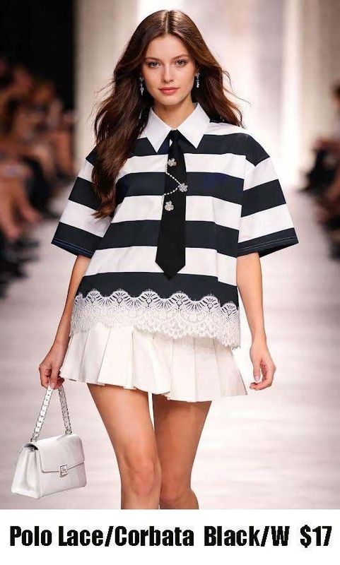 Tie in black &amp; white top
