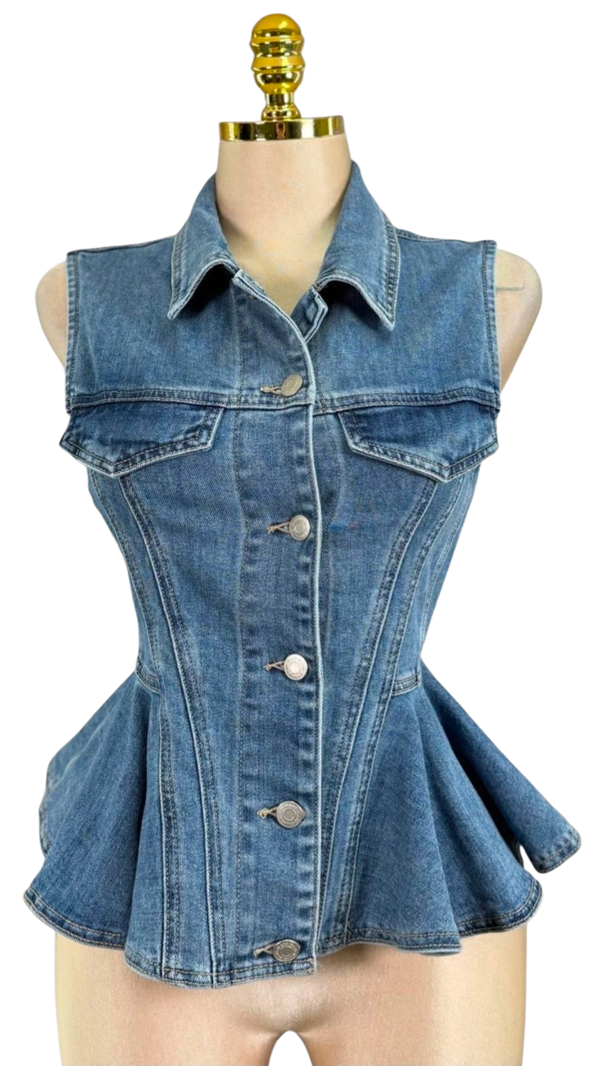 Denim peplum blouse