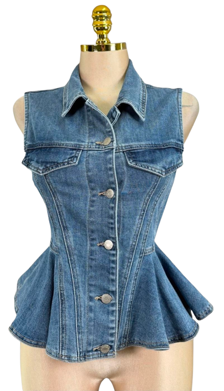 Denim peplum blouse