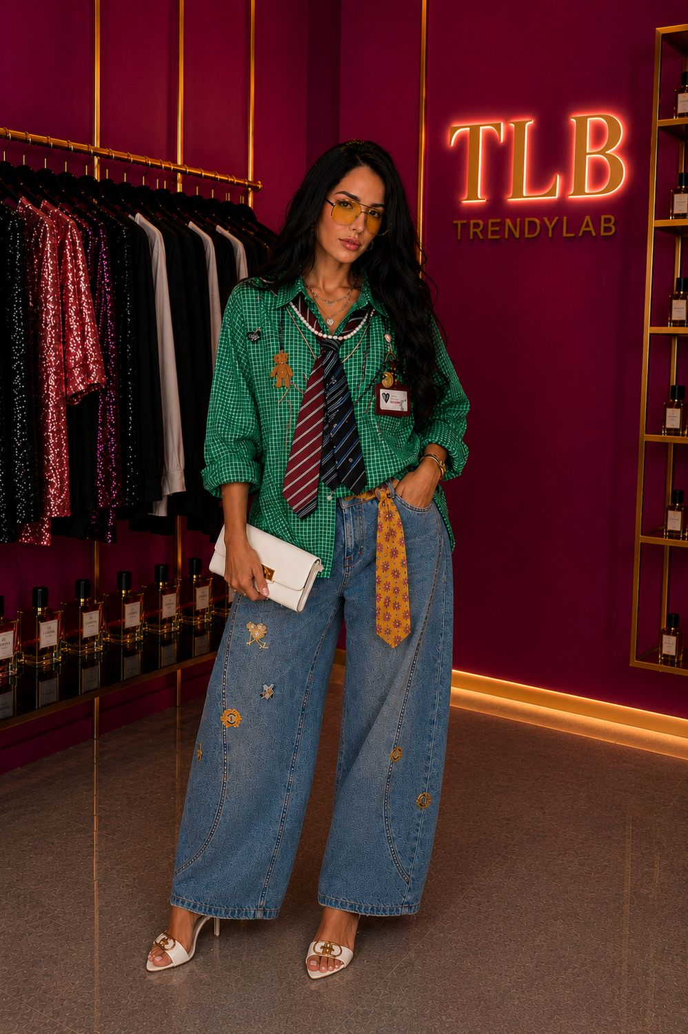 Yellow tie barrel jean Yellow tie barrel jean