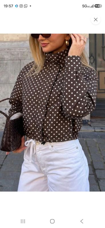 Polka dots brownish bomber jacket