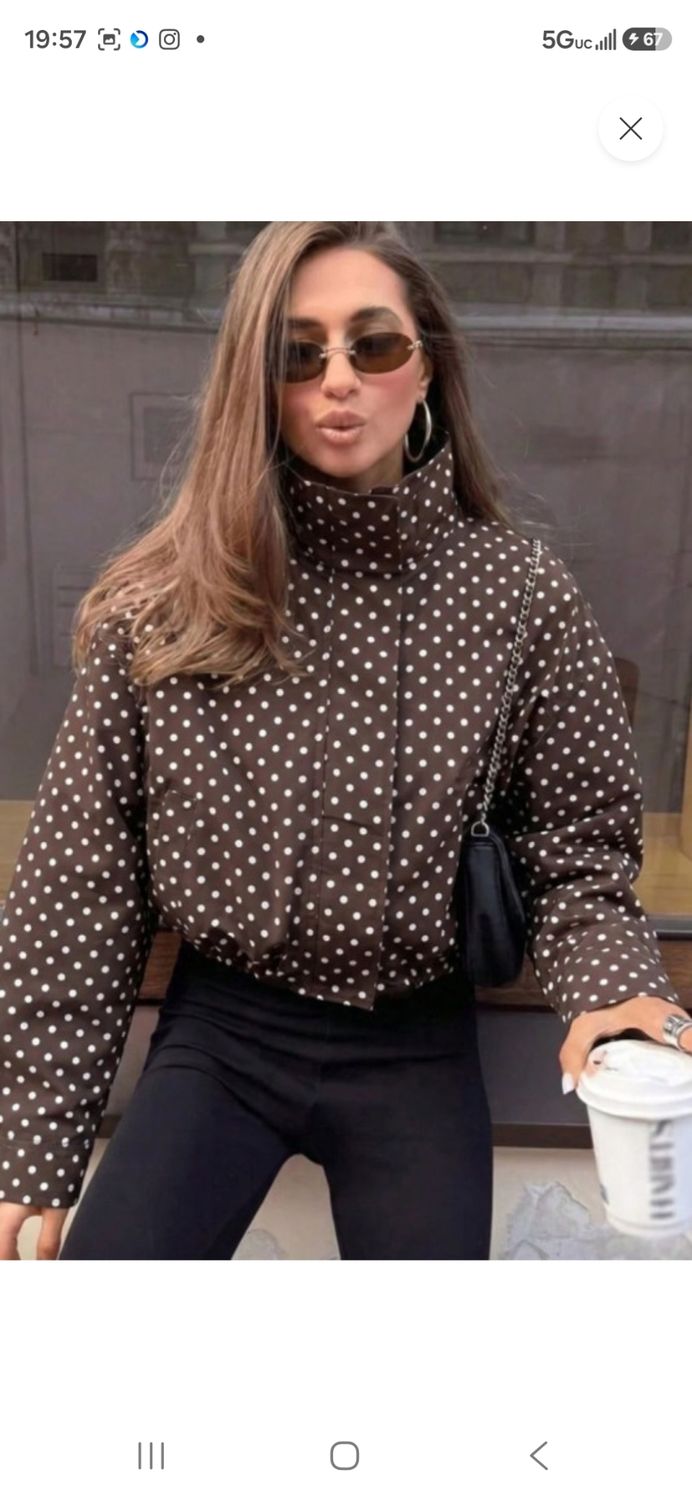 Polka dots brownish bomber jacket Polka dots brownish bomber jacket