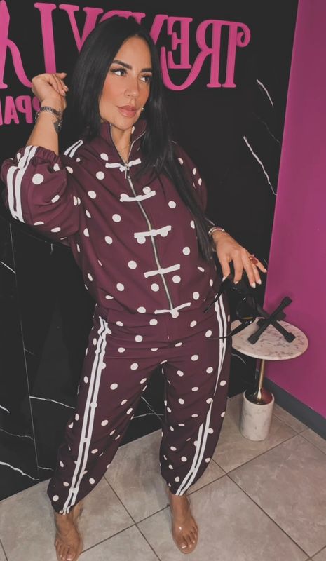Polka oriental travel set burgandy 