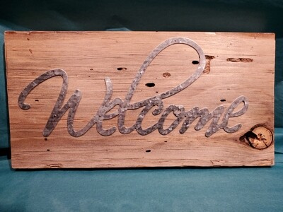 WALL SIGN - METAL AND WOOD WELCOME