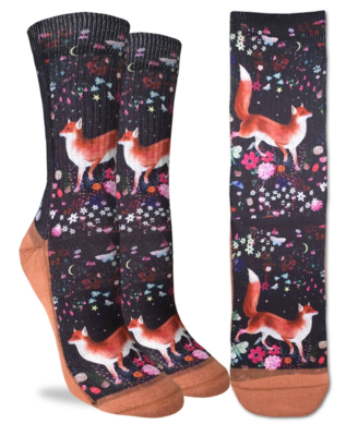 Women's Floral Fox Socks - Size 5-9