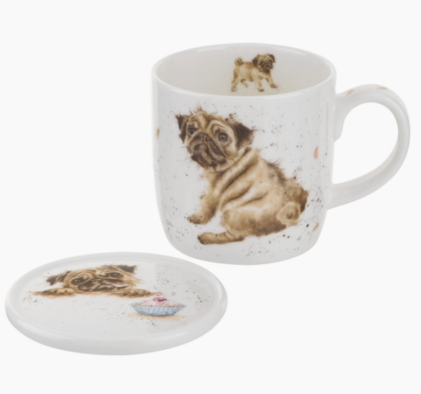 Wrendale Dog Pug Love Mug & Coaster Set