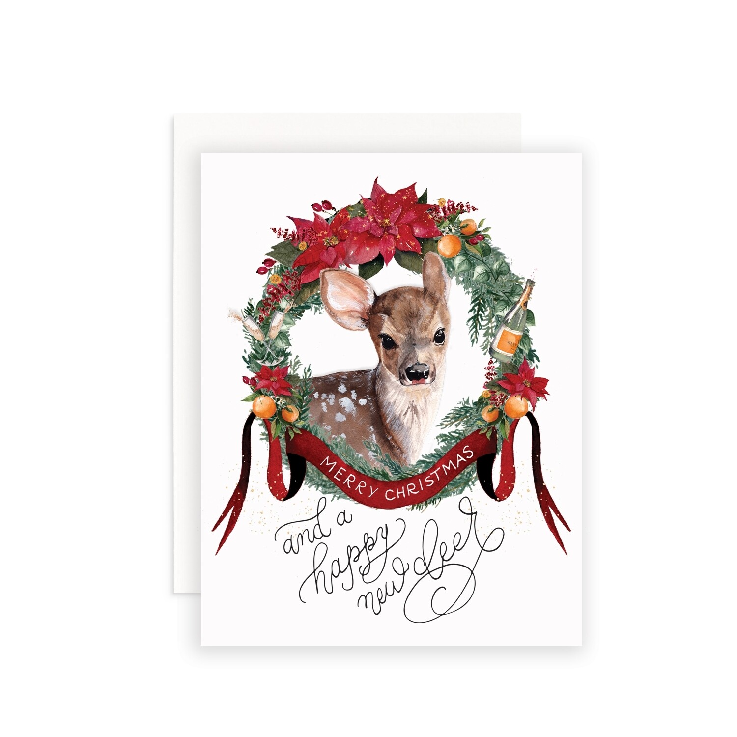 Merry Christmas & Happy New Deer New Year's Greeting Card