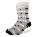 Men's Black & Grey Mustache Socks - Size 7-12