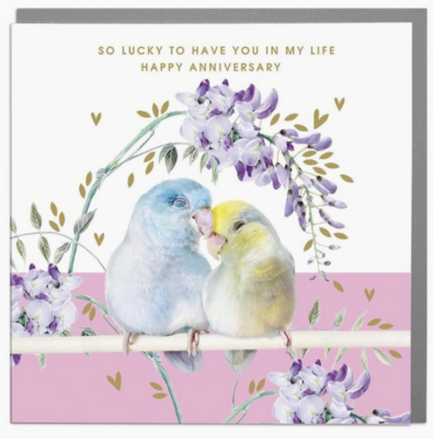 Parrolets So Lucky To Have You Happy Anniversary Card