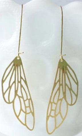 Insect Wing Earrings Gold