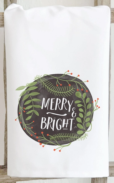 TEA TOWEL - MERRY AND BRIGHT