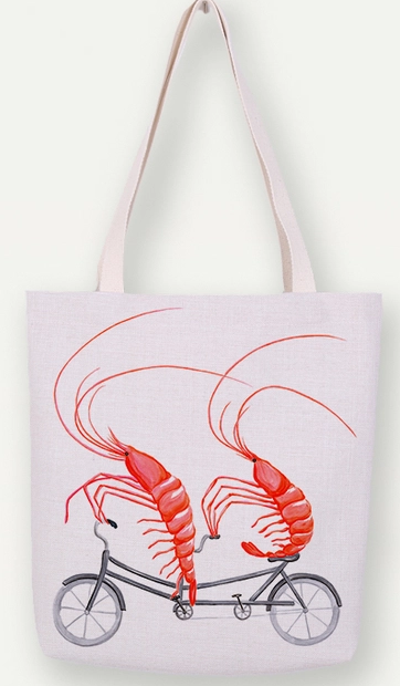 Shrimp On Bicycle Tote Bag