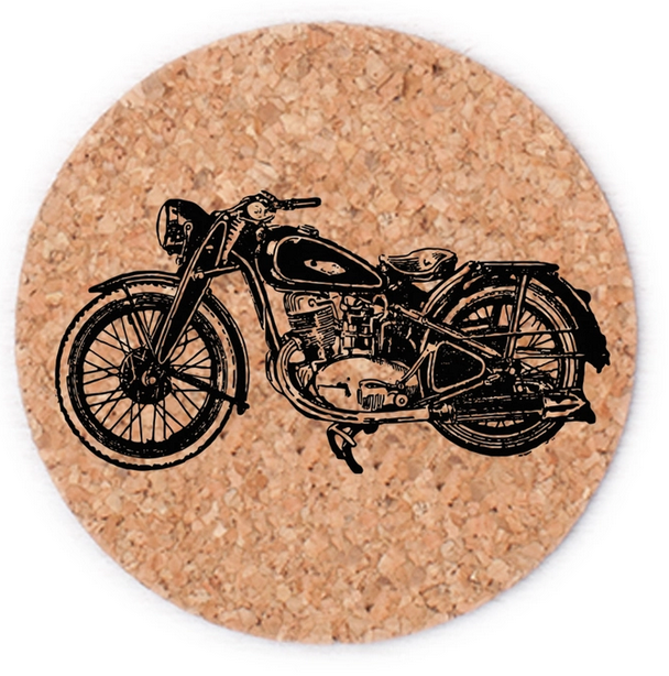 Motorcycle Cork Coaster 4x1/4in