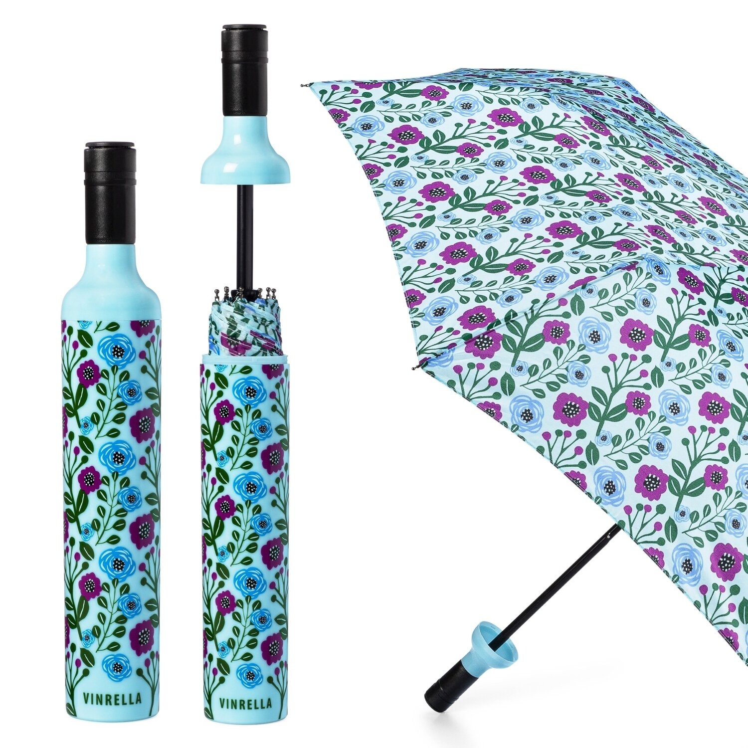 Wine Bottle Umbrella - Floral Fantasy