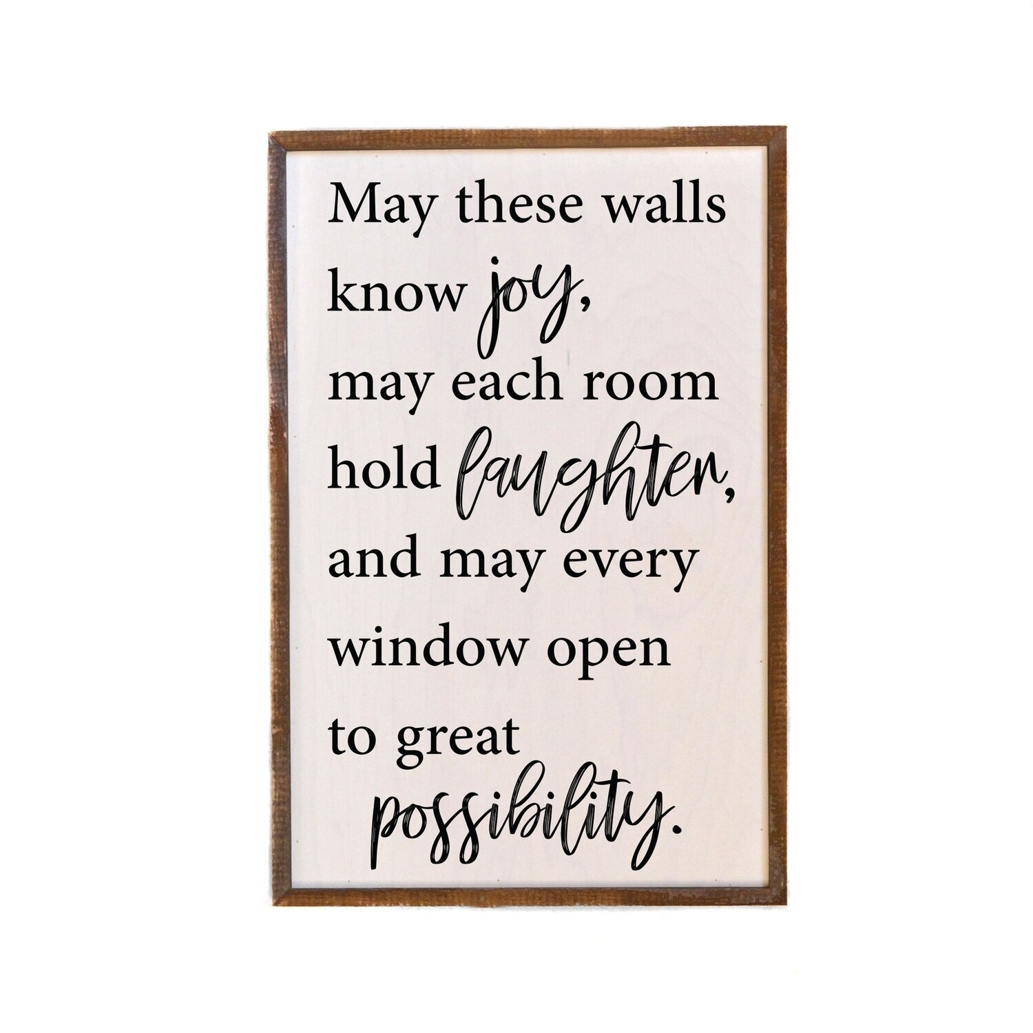 May These Walls Know Joy Wall Sign 12x18