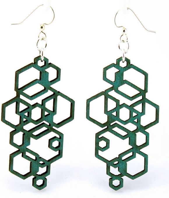 Hexagon Cluster Teal Earrings