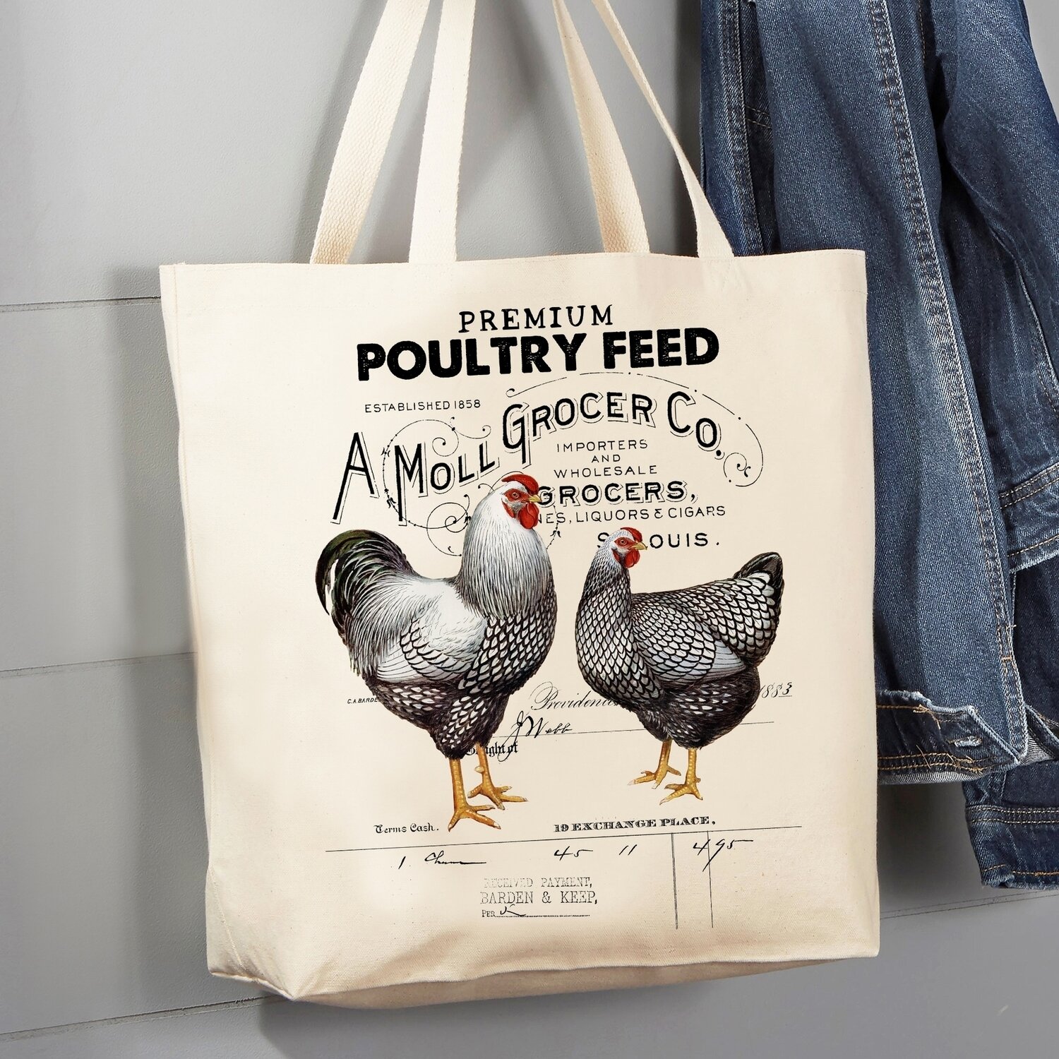 Farmers Market Poultry Feed Chickens 12oz Canvas Tote Bag