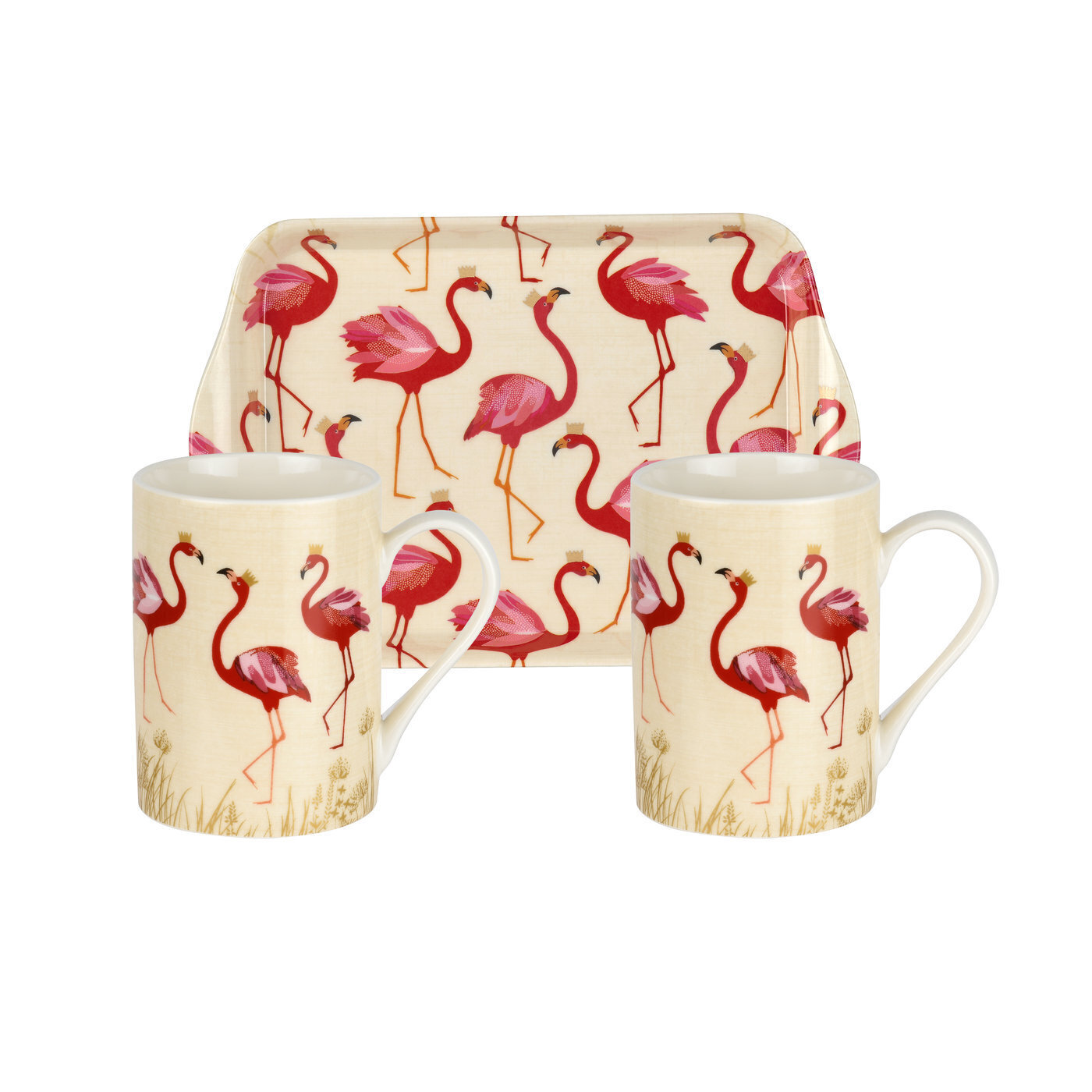 Pimpernel The Flamingo Collection Set of 2 Mugs and Tray