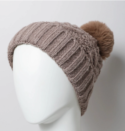 Thermal Lining Cable Knit Beanie - Gray