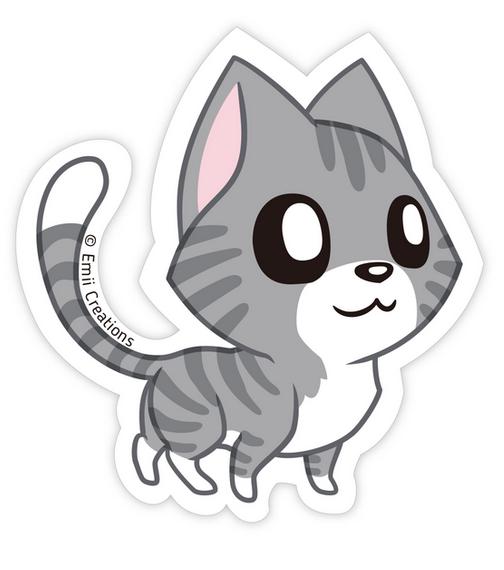 Gray Tabby Cat Vinyl Sticker