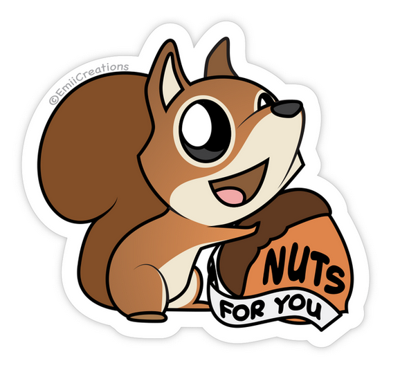 Nuts for You Squirrel Vinyl Sticker