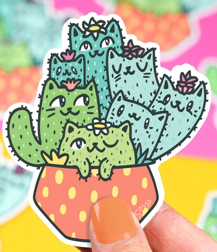 Cactus Cats Vinyl Sticker