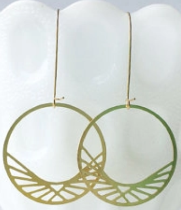 EARRINGS - PYRAMID IN CIRCLE - GOLD