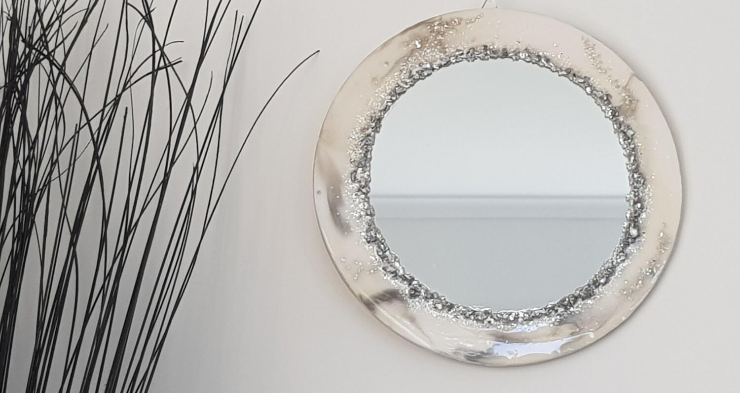 Off-white marble looking mirror