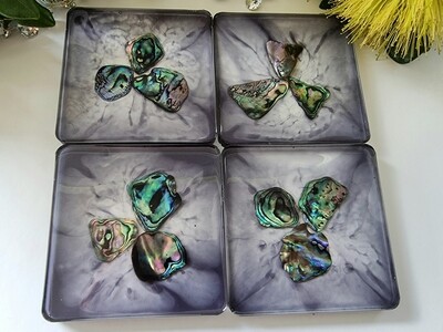 Paua shell square coasters × 4