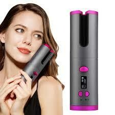 Fer à Friser Sans Fil, Fer à Boucler Automatique avec Affichage de LCD et Minuterie, 6 Température Réglable, Boucleur Céramique Avancée de Chauffage Rapide, Bigoudi Rechargeable par USB de Voyage