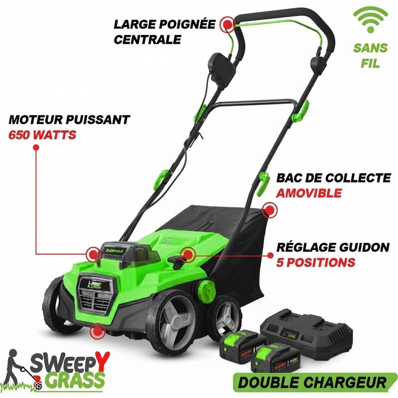 Brosse Aspirante Électrique Sans Fil pour Gazon Synthétique