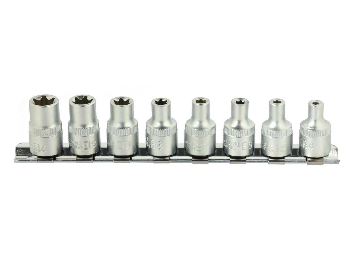 8 Stück Torx-Steckschlüsselsatz E4-14mm 3/8 &quot;CRV