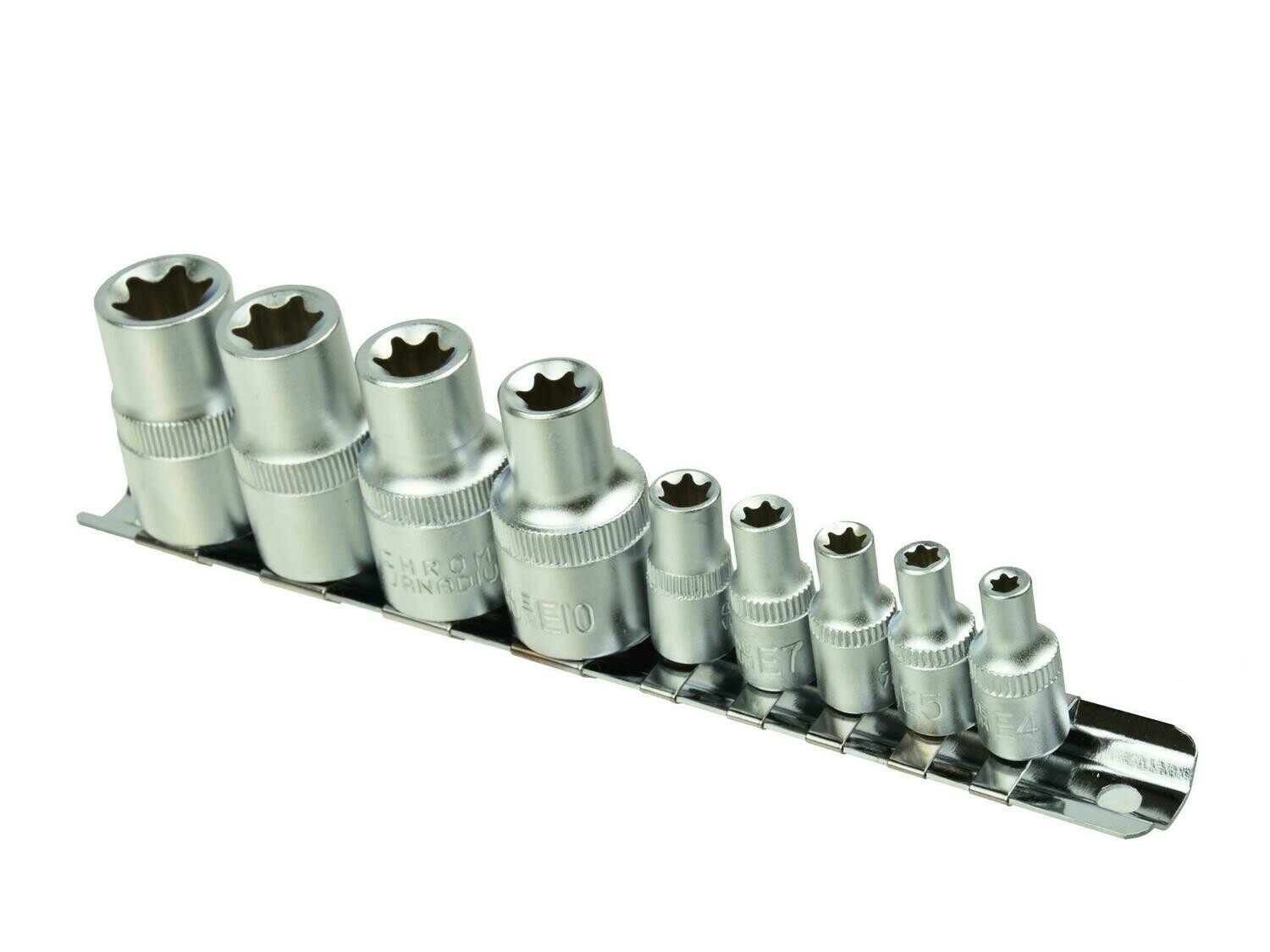 9 Stück E4-16,1 / 4 &amp; 1/2 &quot;Torx-Buchsen an der GEKO-Schiene (20)