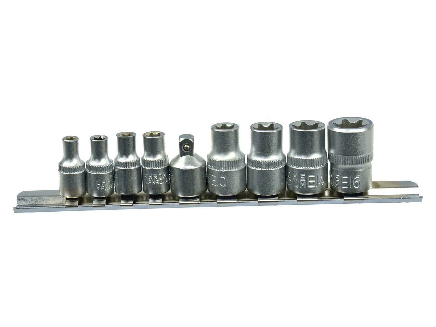 9 Stk. Satz Torxkappen E5-16, 1/4 &amp; 3/8 &quot;GEKO