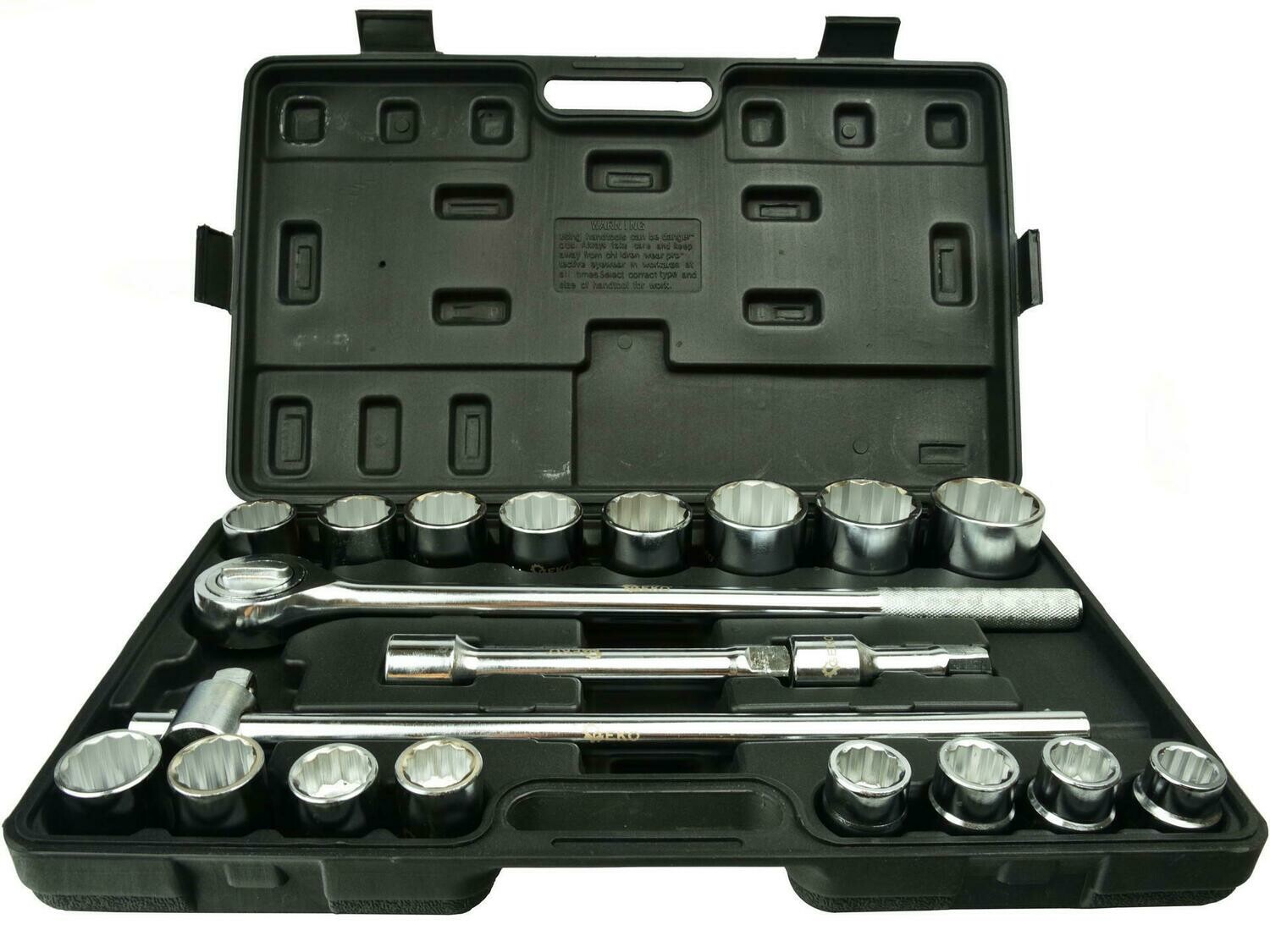 Steckschlüsselsatz 21Stk.3 / 4 &quot;12-Punkt 19-50mm / schwarzer Koffer
