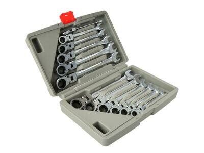 Gelenk Ringrätschen Schlüssel mit gebrochener Ratsche 8-19mm 12 Stk. Koffer