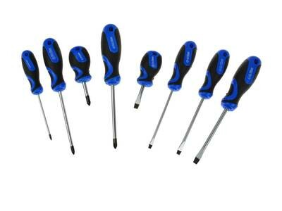 Set mit 8 flachen Schraubendrehern: 4-6,5 mm Kreuz: ph 0-2 GEKO