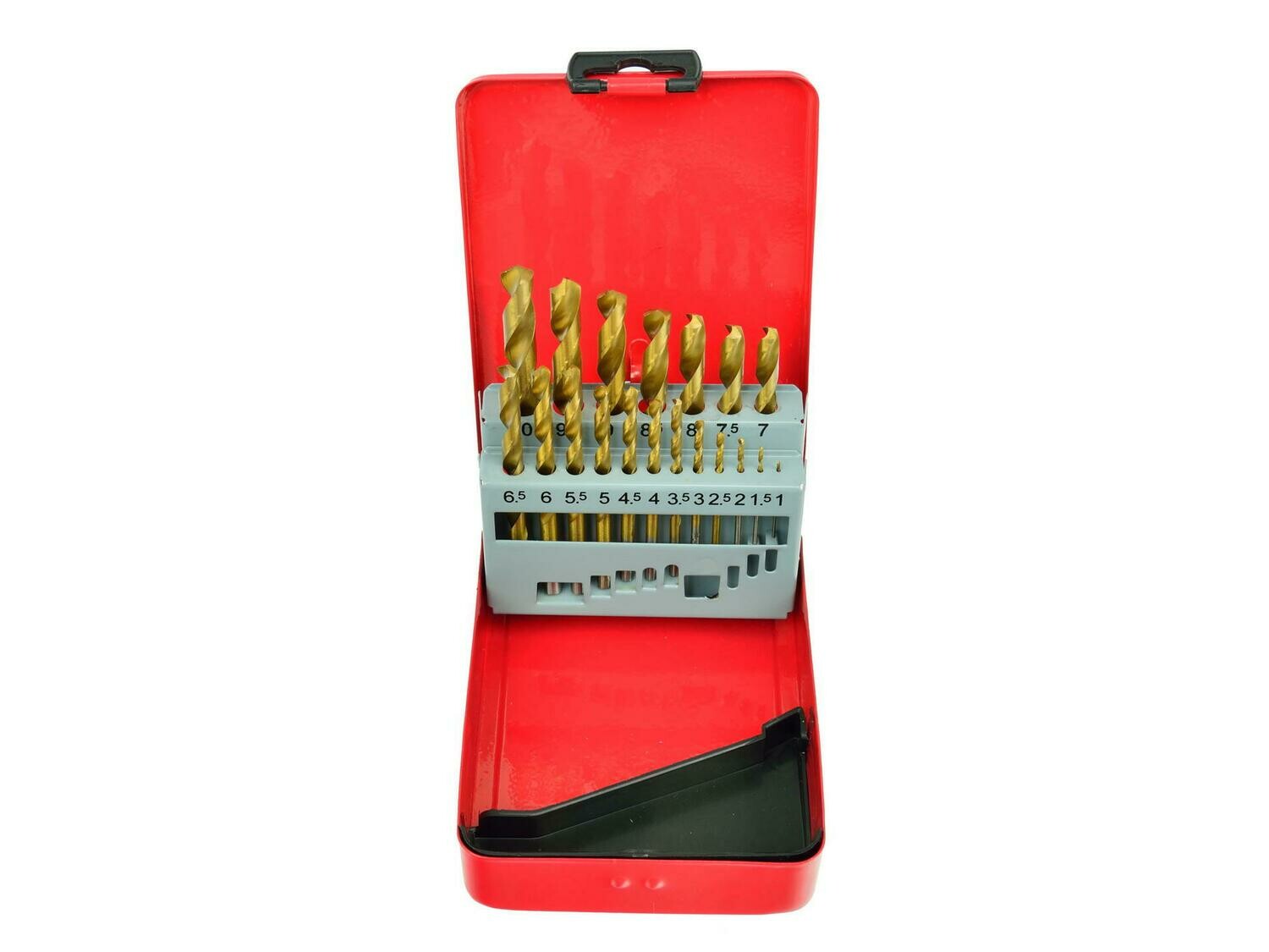 Satz Bohrer 19 Stk. 1-10 mm betitelter Bereich met.box