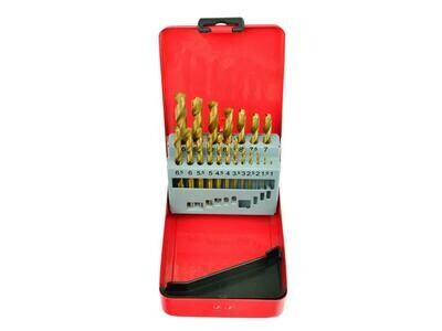Satz Bohrer 19 Stk. 1-10 mm betitelter Bereich met.box