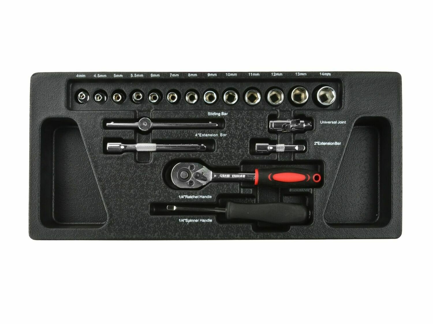 Einsatz - 1/4 &quot;Steckdosensatz mit Ratsche 25 Stk.