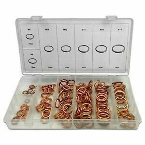 150x GEFÜLLTE Kupferringe Sortiment Kupfer Dichtringe Dichungsringe Set M6-M18